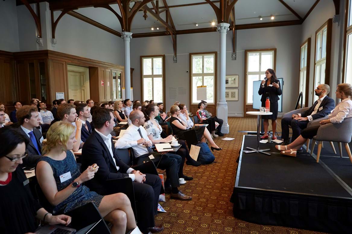 Anita George, 2012 John Monash Scholar, chairing the plenary session on the abstract challenge of ‘Inertia’.